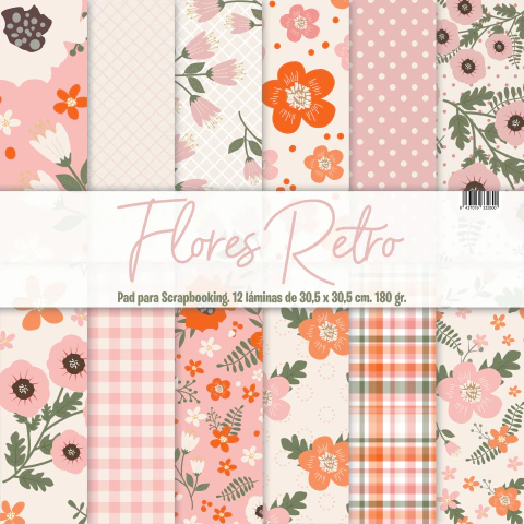 Pad de Papeles 12" x 12" Flores Retro