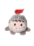 Pelúcia QMonster Cavaleiro de Conto de Fadas com capacete cinza e penacho vermelho, rosto sorridente e detalhes em marrom e bege