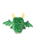 Dragão de pelúcia verde com chifres amarelos e asas, brinquedo de conto de fadas para enriquecimento ambiental