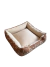 Cama quadrada marrom premium para pets com interior bege acolchoado, tamanho 58cm por 58cm