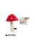Brinquedo de pelúcia em formato de cogumelo vermelho com manchas brancas, com uma abertura para colocar petiscos para estimular a mente dos pets