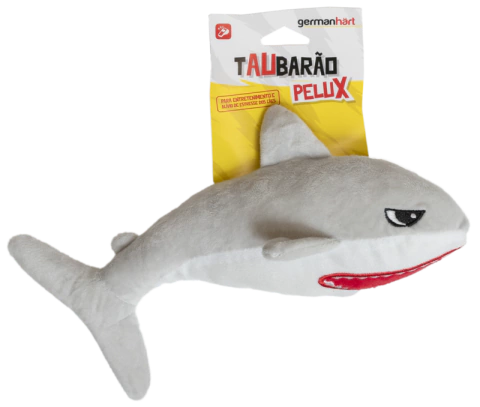 Produto de cor cinza claro e escuro Taubarão, brinquedo de pelúcia Tubarão, ideal para diversão de cães de todos os portes.