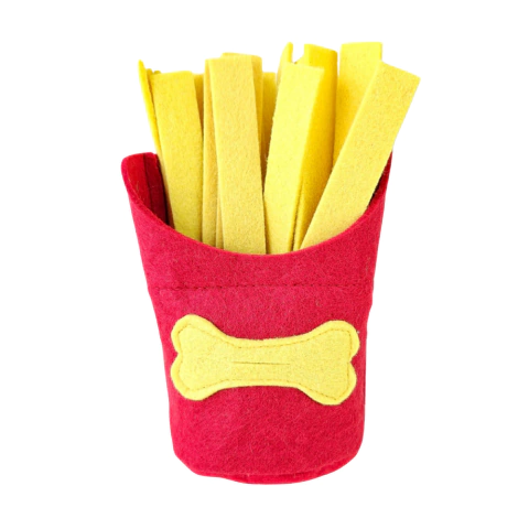 Brinquedo Interativo Batata Frita Fuzzie Recheável para Cães