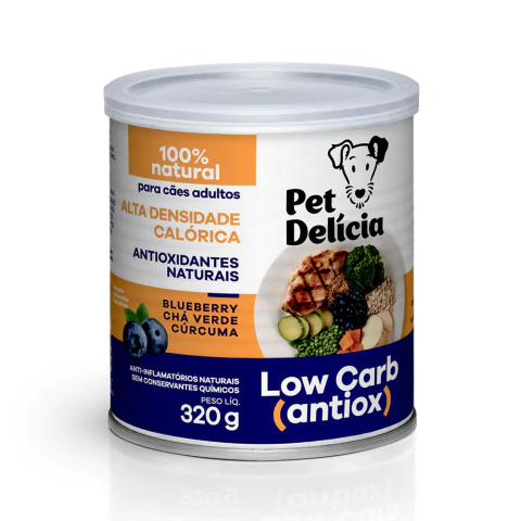 Ração Úmida Natural Pet Delícia Low carb antiox de 320g da marca Pet Delícia para cães adultos