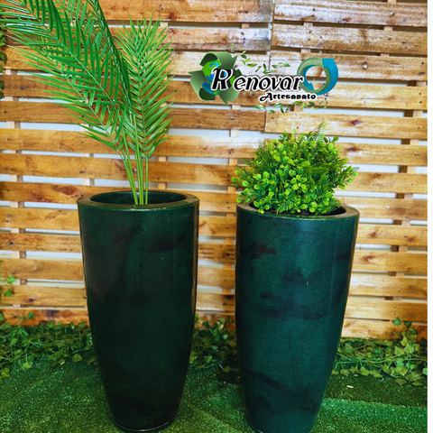 KIT 2 Vaso De Planta Cone Brilhante Luxo Decorativo M
