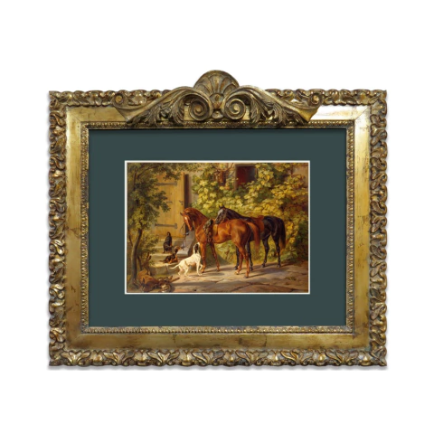 QUADRO RETANGULAR C/ GRAVURA CAVALO 60x50 cm