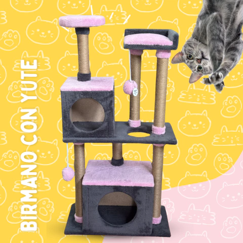 Birmano con Yute Gris y Rosa - comprar online