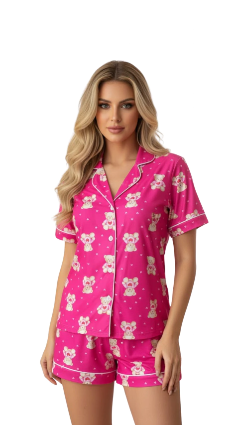 6509160a- Pijama Americano Pink com urso - comprar online