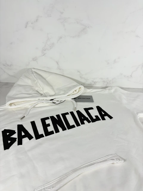 Balenciaga · Sudadera blanca con logo grande negro