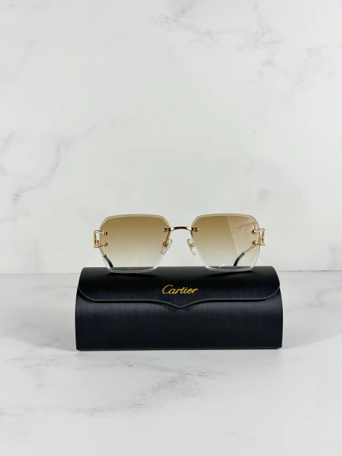 Cartier Edition 24 · Lentes de sol sin aro con micas café degradado