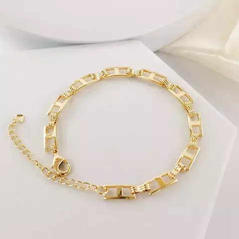 Pulseira Elos Quadrados - Folheado a Ouro 18k