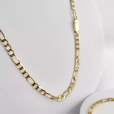 Corrente Masculina Elos 3x1 - 5.5mm - Folheada a Ouro 18k.