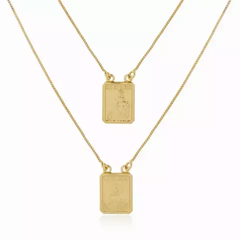 Escapulário com Medalhas Sagrado Coração de Jesus e Nsa.Sra. do Carmo, corrente Veneziana - Folheado a Ouro 18k - comprar online