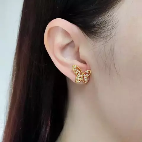 Brincos Borboleta Vazado, com Zircônias Cristais – Folheado a Ouro 18K - comprar online