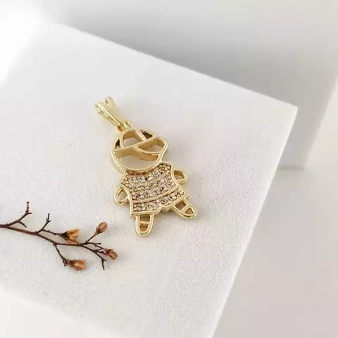 Pingente Filhos Menino Cravejado de Zircônias Cristais - Folheado a Ouro 18k