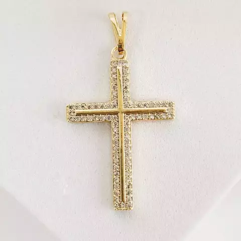 Pingente Cruz com Zircônias Cristais - Folheado a Ouro 18k - comprar online