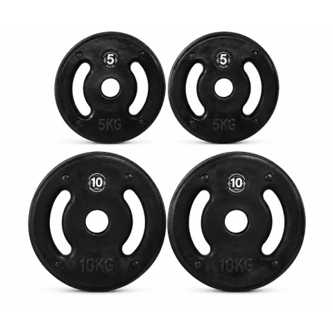 Kit Força Treino Anilhas Injetada Musculação Academia 30Kg
