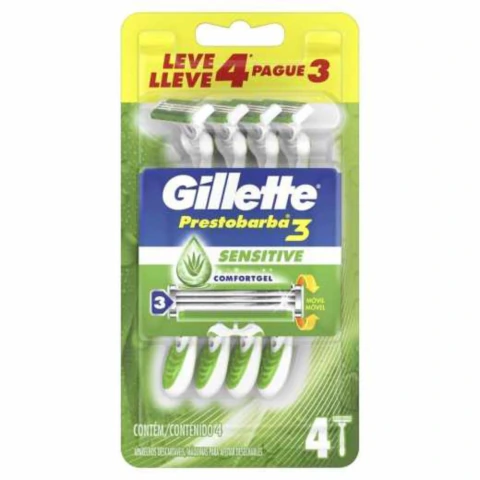 Gillette Prestobarba 3 Sensitive C/ 4 Unid.