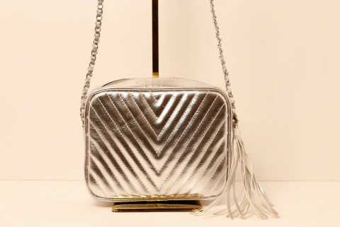 Bolsa Crossbody Transversal Prata Metalizado