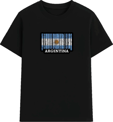 Argentina Remera Negra Codigo de Barras