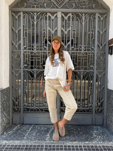 Jeans Barrel Anita Cream By Bora - comprar online