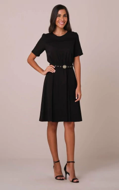 Vestido Curto na Viscose com Pregas Deitadas Elise - comprar online