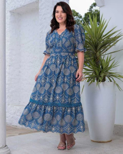 Vestido Jenifer, no comprimento max midi bordado - loja online