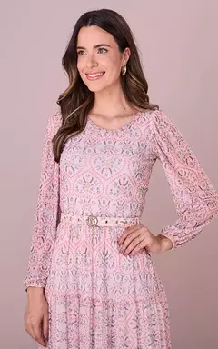Vestido Maxi Midi no Tule Estampado Olga - comprar online