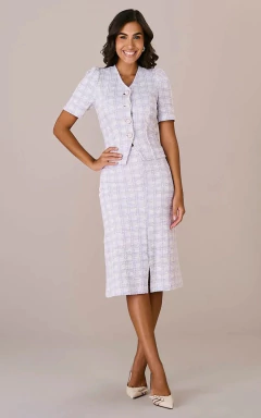 Conjunto Midi Malha Tweed Lilas