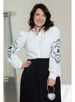 Camisa Manga Longa Crepe Air Flow Mangas Bordadas - comprar online