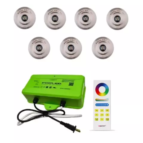 KIT DE 7 LUMINARIAS RGBW HORUS+CONTROLADOR POOLED