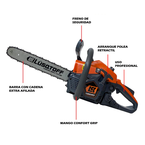 LUSQTOFF MOTOSIERRA GS-6200 MOTOR 62CC ESPADA 22" CADENA CARLTON/CARBURADO WALBRO - comprar online