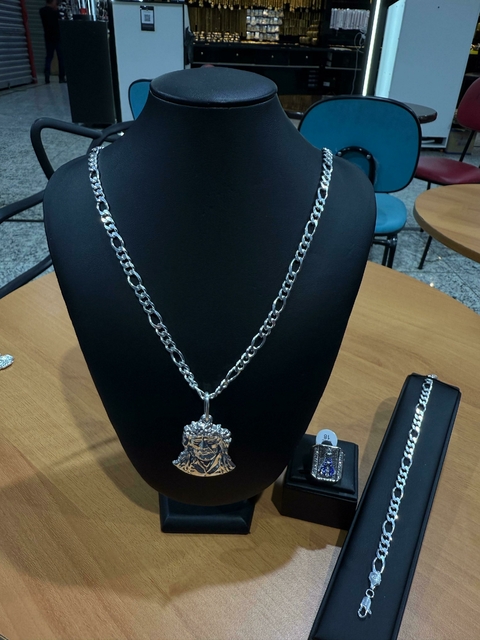 Kit Premium – Corrente e Pulseira 3×1 (7 mm) + Dedeira Nossa Senhora Aparecida