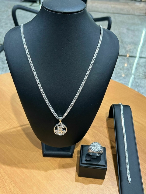 Kit Guerreiro – Corrente e Pulseira Elo Duplo 5 mm + Pingente e Dedeira São Jorge - comprar online