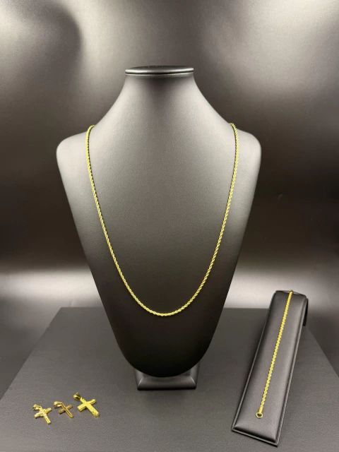 Kit Corrente Bahiana – Corrente e Pulseira (3 mm x 70 cm) + 3 Pingentes Brinde - comprar online