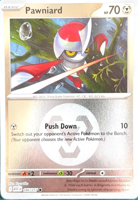146/217 Pawniard Poke Ball holo