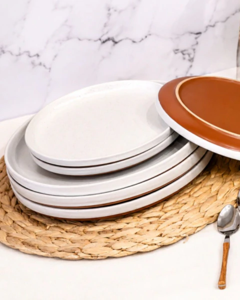 Plato postre blanco