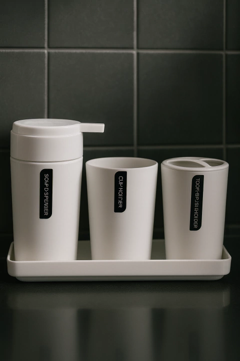 Set de Baño x4 Piezas – Plástico Minimalista - comprar online