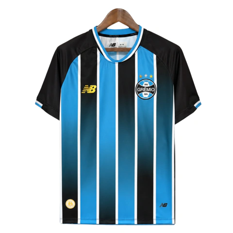 Camisa I Grêmio 26/27 New Balance Torcedor Masculina - Azul, preto e branco