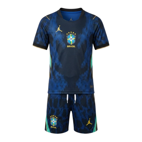 Kit Infantil II Brasil x Jordan 2026 Jordan Torcedor - Azul com detalhes em preto (Entrega em até 7 dias úteis)
