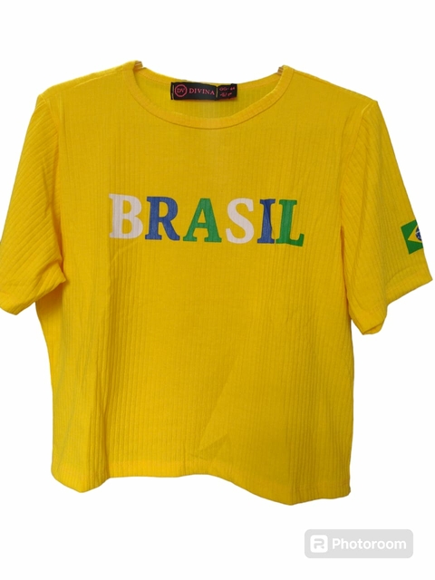 T-SHIRT BRASIL CANELADA-AMARELO - comprar online