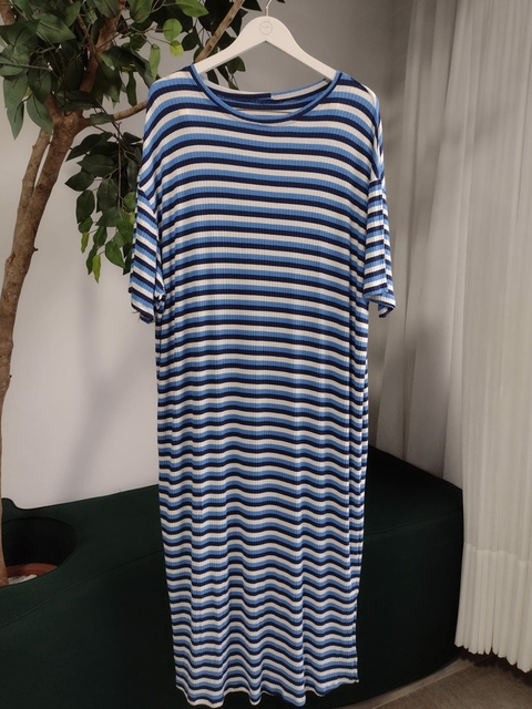 Vestido Outlet listrado-Azul