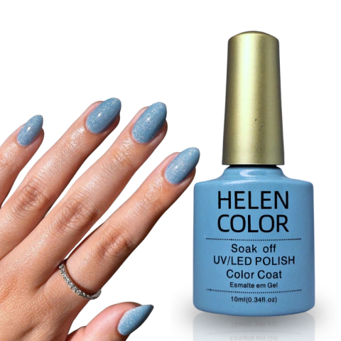 Esmalte em Gel Helen Color Cor #74 – Azul Glitter Profissional