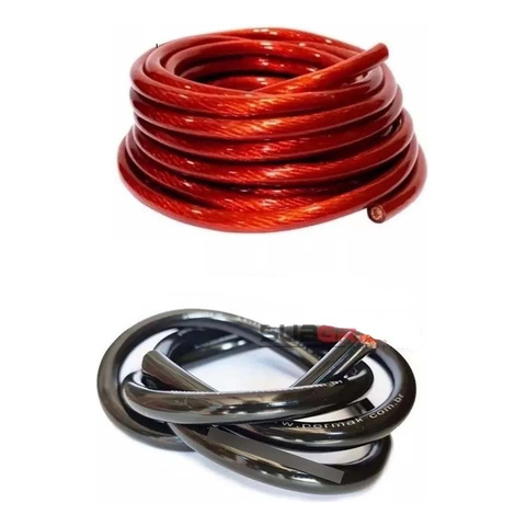 Kit Cabo Automotivo 16mm – 2m Vermelho (Positivo) + 2m Preto (Negativo)