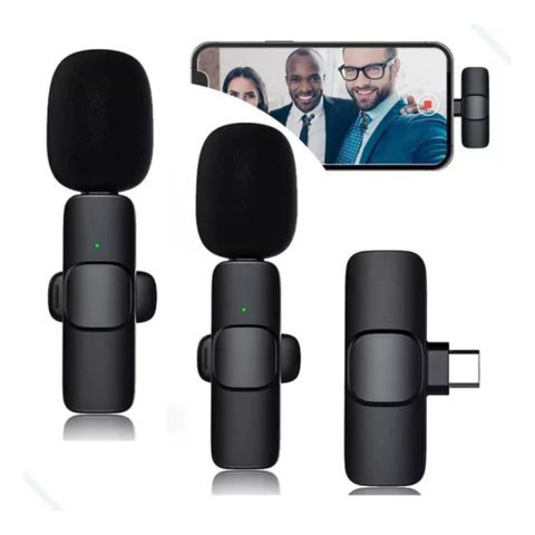 Microfone Lapela Duplo B-max Bm-221ip Cor Preto