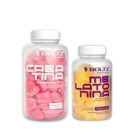 Kit Boltz Dia & Noite - Creatina Gummy Frutas Vermelhas + Melatonina Gummy Maracujá