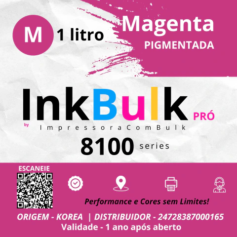 Tinta Pigmentada 8100 InkBulk Pró - Magenta - 1 litro