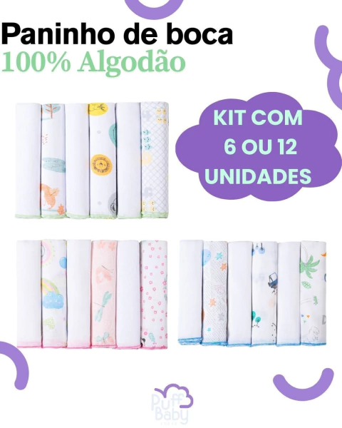 Paninho de Boca bebê 6 Un 40x40 CM 100% algodão - comprar online