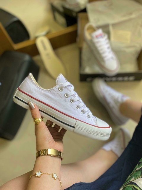 Tênis Converse clássico Branco Vermelho All Star - comprar online