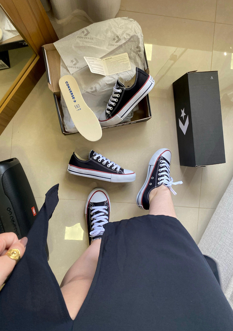 Tênis Converse clássico Preto Vermelho All Star